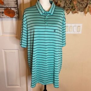 HEYBO Outdoors Size XXL 3 Button Striped Polo Shirt
